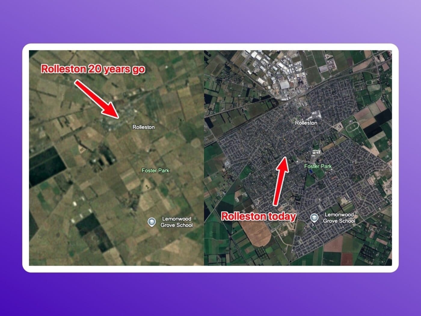 Rolleston now vs then